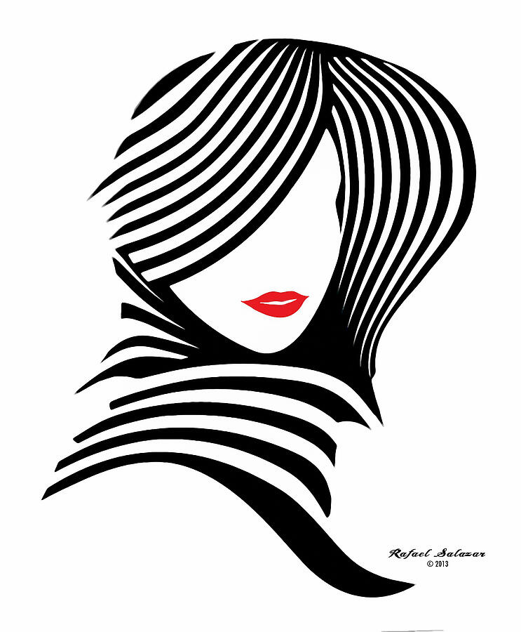 Woman Chic in Black and White Digital Art by Rafael Salazar