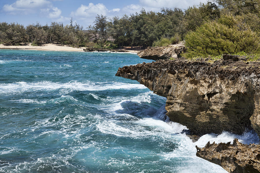 Rugged Coastline and Turquoise Waves Photograph - Mahaulepu Beach #1 by Kelley King