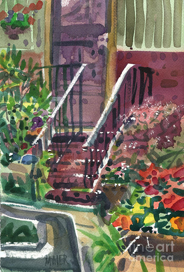 絵画 steps Front Steps Painting by Donald Maier - Metal Posters