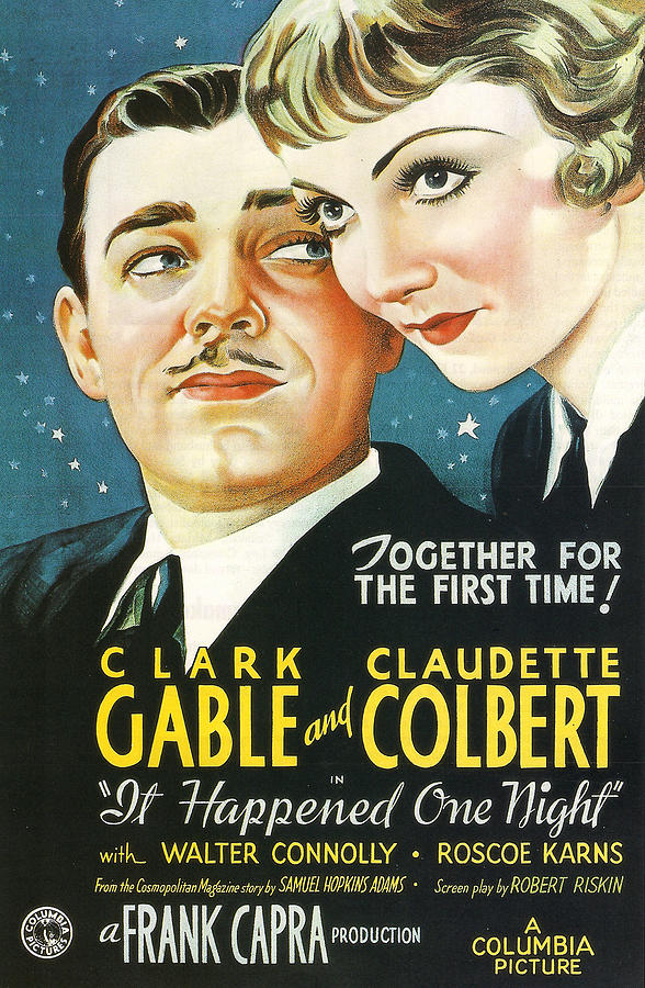 Clark Gable and Claudette Colbert in Film Poster Photograph - It Happened One Night by Georgia Clare