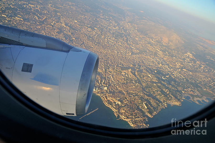 Marseille city from an airplane porthole Photograph by Sami Sarkis Photography