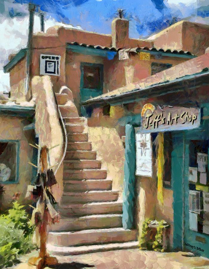 Southwestern Adobe Art Shop Painting - Open for Business by Jeffrey Kolker