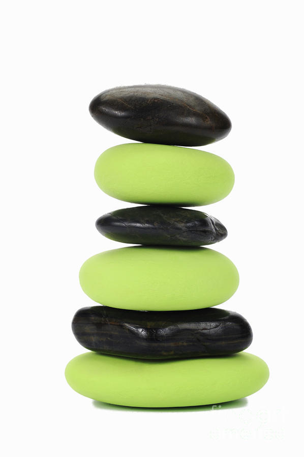Stack of green and black pebbles by alternance Photograph by Sami Sarkis Photography