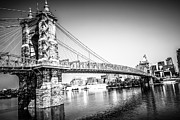 Cincinnati Roebling Bridge Black and White Picture #1 Photograph by Paul Velgos