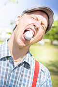 Man Catches Golf Ball In Mouth Photograph by Jorgo Photography