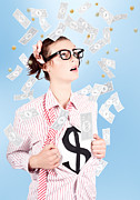 Successful Female Business Superhero Winning Money Photograph by Jorgo Photography