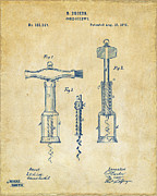 1876 Wine Corkscrews Patent Artwork - Vintage Digital Art by Nikki Marie Smith