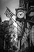 Chicago Macy's Clock in Black and White #2 Photograph by Paul Velgos