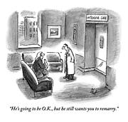 A Doctor Is Seen Speaking With A Woman Drawing by Frank Cotham