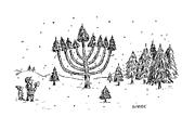 A Father And Child See A Menorah-shaped Christmas Drawing by David Sipress