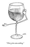 A Glass Of Red Wine Speaks On The Phone Drawing by Jason Adam Katzenstein