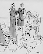 A Group Of Young People On The Lido Beach Digital Art by Rene Bouet-Willaumez