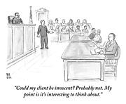 A Lawyer Makes His Case In Front Of A Jury Drawing by Paul Noth