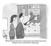 A Man And His Wife Gaze Out Of Their Window Drawing by Peter C. Vey