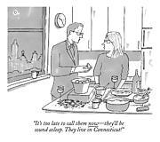 A Man And Wife Stand In The Kitchen Drawing by Michael Crawford