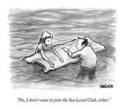 A Man And Woman Float On A Piece Of Driftwood Drawing by Corey Pandolph