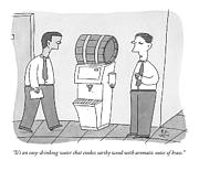 A Man By A Water Cooler That Has Been Replaced Drawing by Peter C. Vey