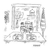 A Man Dressed In Military Commander Uniform Sits Drawing by David Sipress