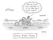 A Man On A Low Rider Motorcycle Makes His Way Drawing by Kim Warp