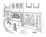 A Storefront Medical Marijuana Dispensary Drawing by Ken Krimstein