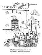 A Viking Army Stands Before A Castle Gate Where Drawing by Tom Cheney
