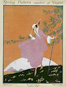 A Vogue Cover Of A Woman Wearing A Pink Suit Photograph by Helen Dryden