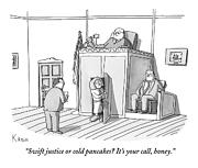 A Woman Dressed In A Bathrobe And Slippers Drawing by Zachary Kanin