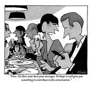 A Woman Is Criticizing Her Husband At A Dinner Drawing by William Haefeli