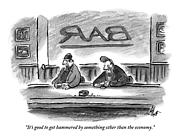 An Unshaven Man Says To Another Man At A Bar Drawing by Frank Cotham