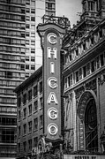 Chicago Theater Sign in Black and White Photograph by Paul Velgos