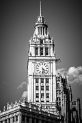 Chicago Wrigley Building Clock Black and White Picture Photograph by Paul Velgos
