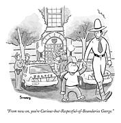 Curious George Is Escorted Out Of A Police Drawing by Benjamin Schwartz