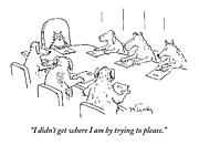 Dogs At A Meeting Drawing by Mike Twohy