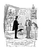 Edgar Allan Poe Returns A Christmas Gift Drawing by Edward Frascino