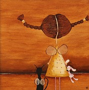 Every angel needs a bunny Painting by Lucia Stewart