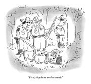 First, They Do An On-line Search Drawing by Arnie Levin