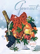 Gourmet Cover Illustration Of Holiday Fruit Basket Photograph by Henry Stahlhut