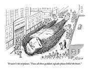 King Kong Lies Dead In The Street At The Foot Drawing by Joe Dator