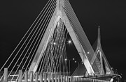 Leonard P. Zakim Bunker Hill Memorial Bridge BW Photograph by Susan Candelario
