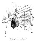 Let's Just Go In And See What Happens Drawing by George Booth