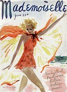 Mademoiselle Cover Featuring A Model At The Beach Painting by Helen Jameson Hall