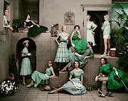Models In Various Green Dresses Photograph by Frances Mclaughlin-Gill