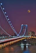 Moon Rise over the George Washington Bridge Photograph by Susan Candelario