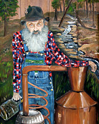 Popcorn Sutton - Bootlegger - Still Painting by Jan Dappen