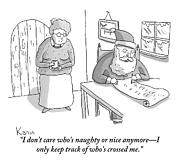 Santa Claus Angrily Crosses Off Names Drawing by Zachary Kanin