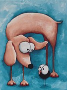 The dog and the crow Painting by Lucia Stewart