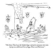 The Goose That Lays The Golden Eggs Is Proud Drawing by Michael Maslin