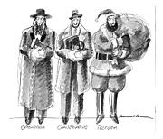 Three Jews Are Standing In A Line Drawing by Edward Sorel