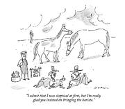 Two Cowboys In The Desert Drink Coffee Drawing by Michael Maslin