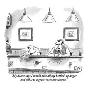 Two Men At A Bar With Glasses In Front Of Them Drawing by Christopher Weyant